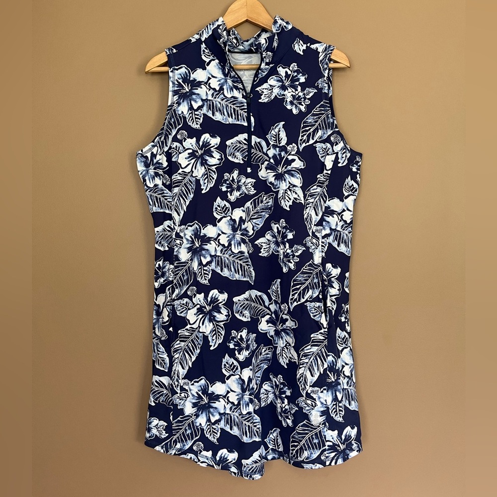 {Tommy Bahama} Aubrey Blossom Bay IslandZone Sleeveless Dress in Blue - Large - Picture 2 of 10